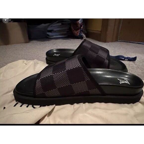 Louis Vuitton Miami Mule FD 0214 9 Slide Slippers Men’s Black Jacquard Fabric - Picture 3 of 11